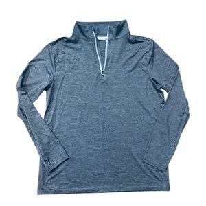 Criquet performance pullover with contrast zipper, Large, Heather Navy